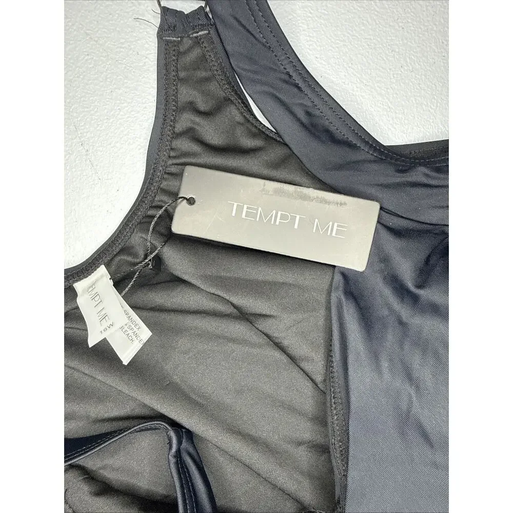 Tempt Me Women Plus Size One Piece Swimsuit Black Size 16W